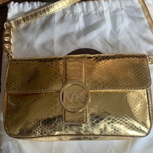 Michael Kors gold snakeskin pattern bag
